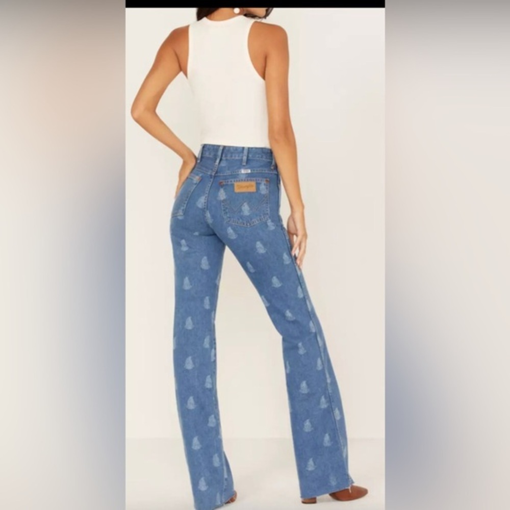 Wrangler westward 626 paisley print‎ high rise bootcut bluevjeans size 30x34 - Picture 3 of 8